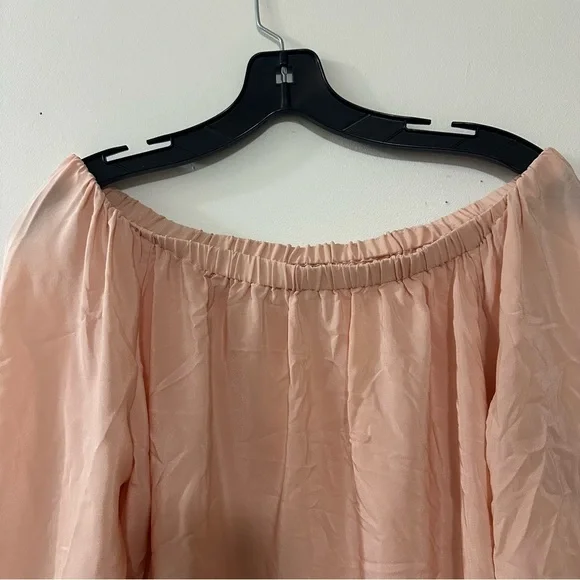 Amanda Uprichard Women's Sz L Nirvana 100% Silk Pink Off the Shoulder Top Blouse - Picture 6 of 6